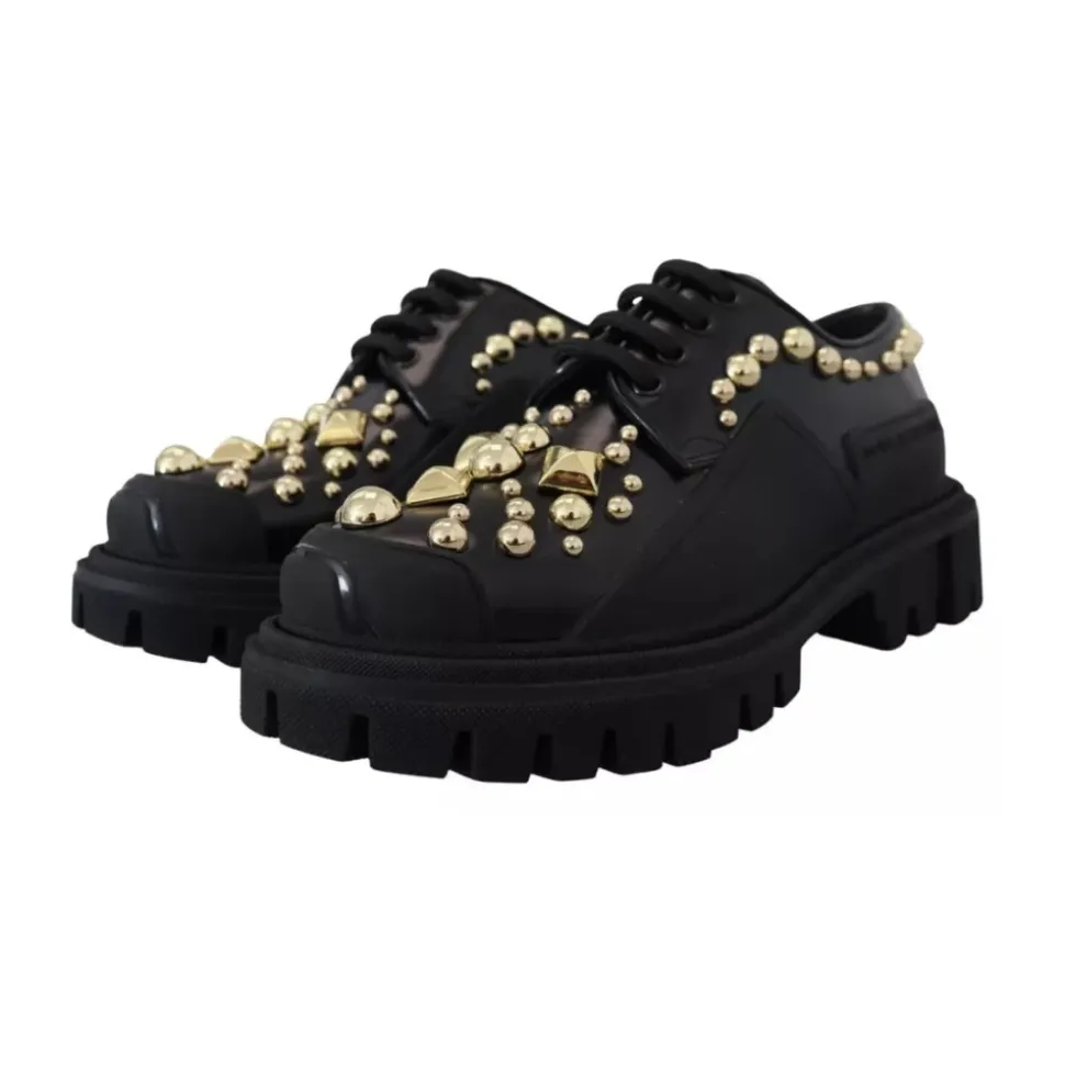 Schwarze Leder Trekking Derby Schuhe
