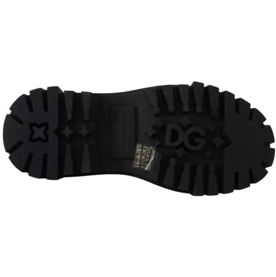 Schwarze Leder Trekking Derby Schuhe