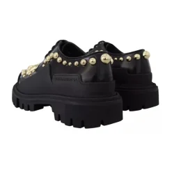 Schwarze Leder Trekking Derby Schuhe