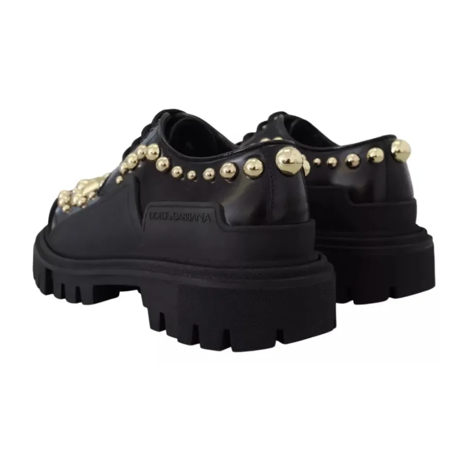 Schwarze Leder Trekking Derby Schuhe