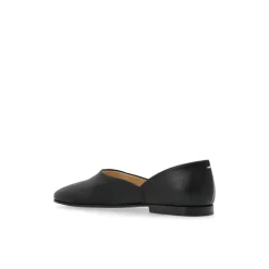 Schwarze Leder-Ballerinas