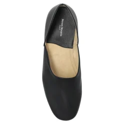Schwarze Leder-Ballerinas