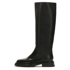 Schwarze Lederstiefel mit Slip-On-Obermaterial