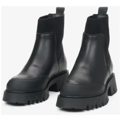 Schwarze Leder-Stiefeletten