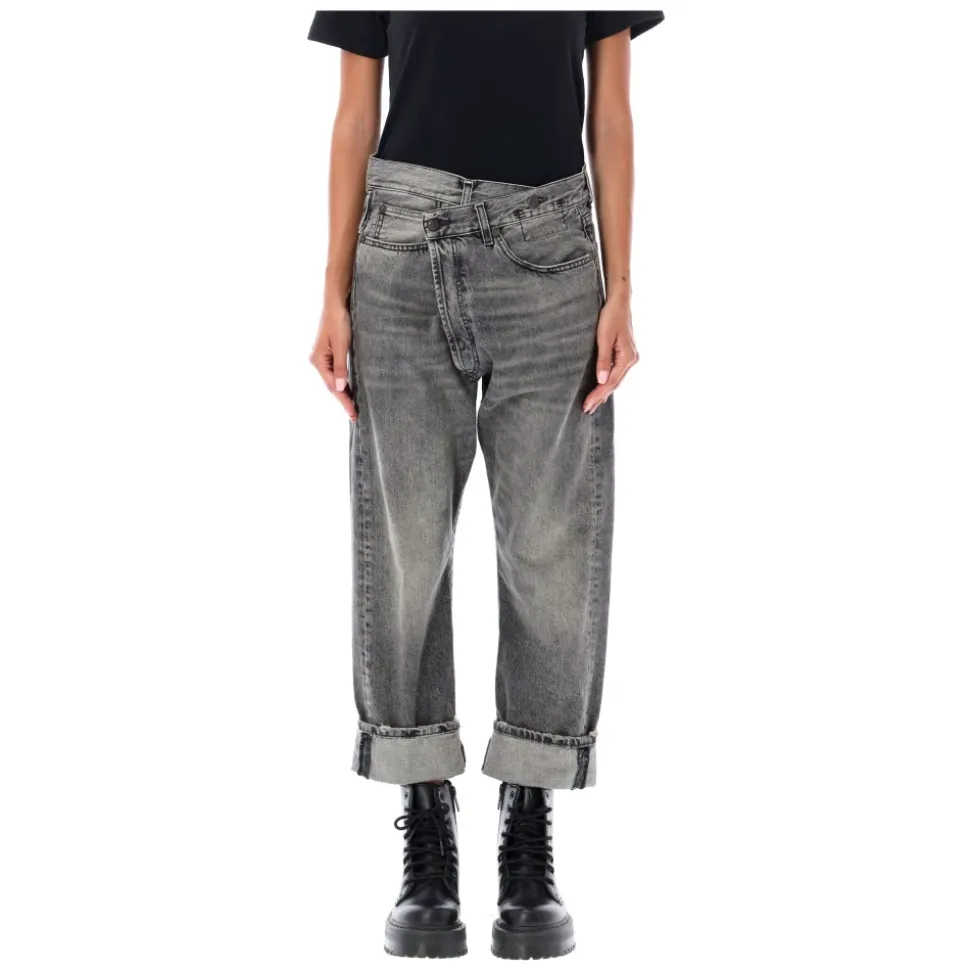 Schwarze Leyton Jeans mit Einzigartigem Bund
