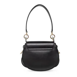 Schwarze Mini Schultertasche mit Ring