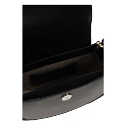 Schwarze Mini Schultertasche mit Ring