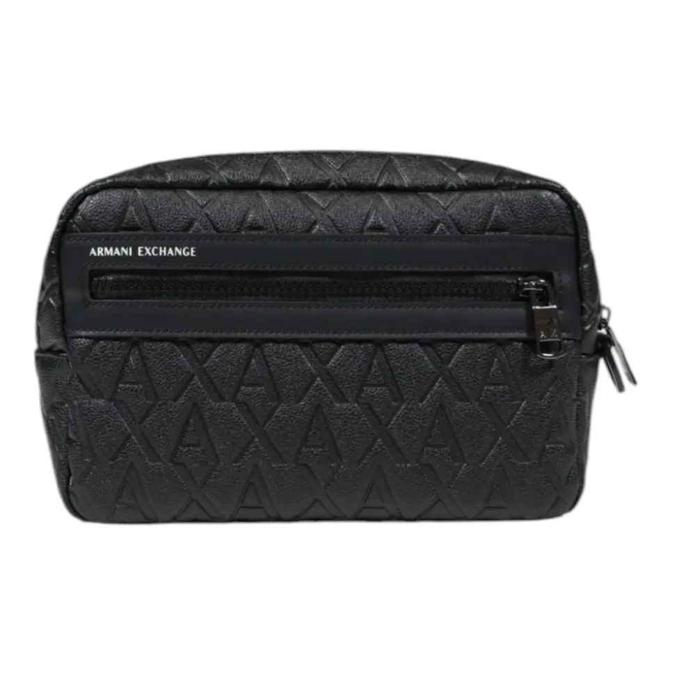 Schwarze Polyester-Tasche mit Reißverschlusstaschen