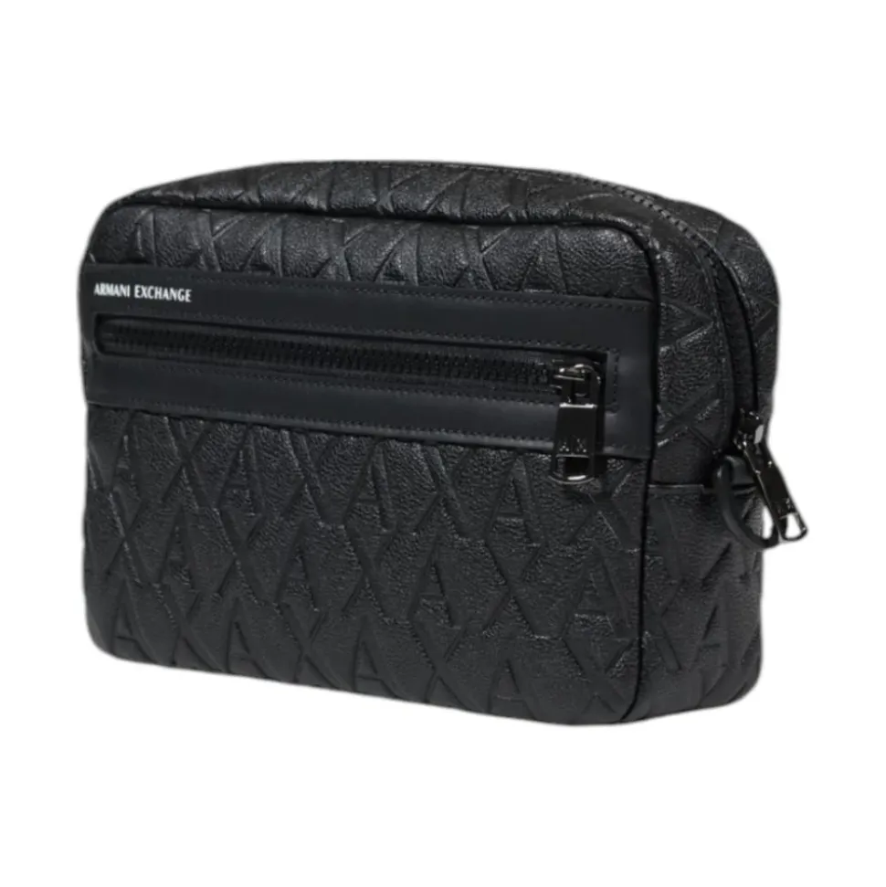 Schwarze Polyester-Tasche mit Reißverschlusstaschen
