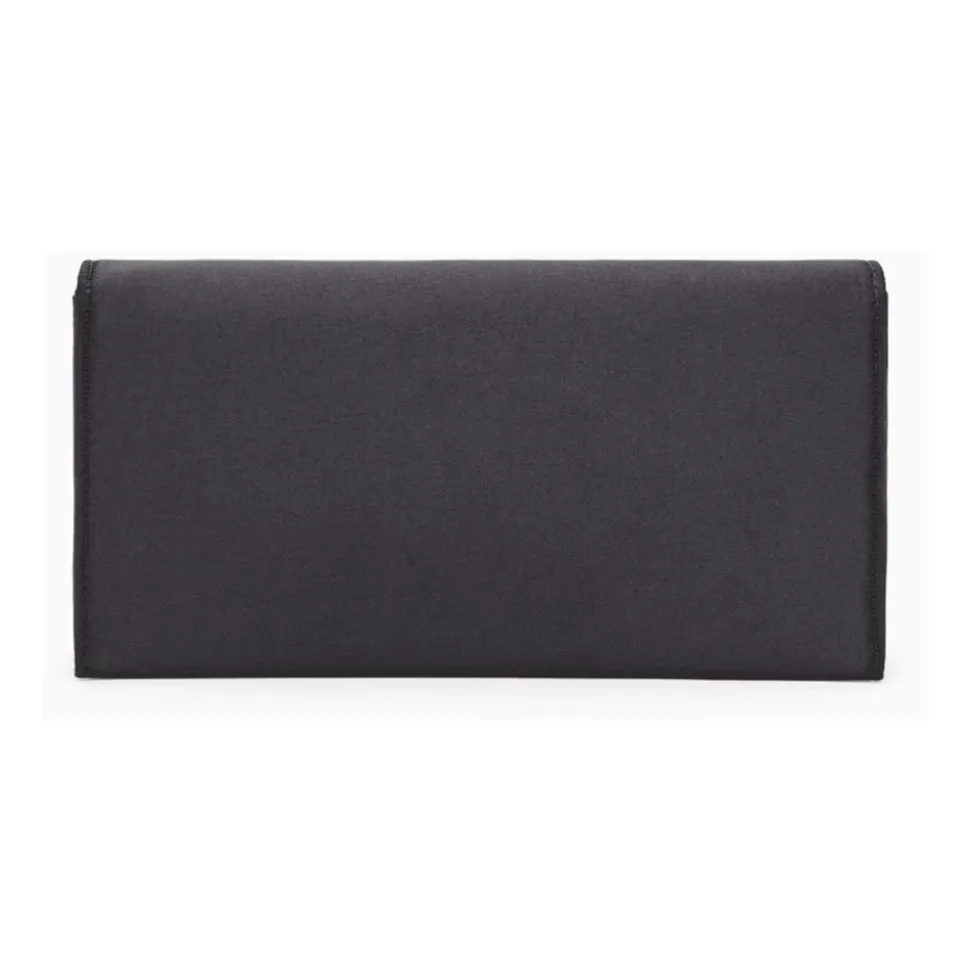 Schwarze Satin-Tasche mit abnehmbarem Handgelenkriemen