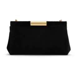 Schwarze Schultertasche aus Samt mit Kette
