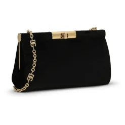 Schwarze Schultertasche aus Samt mit Kette