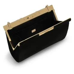 Schwarze Schultertasche aus Samt mit Kette