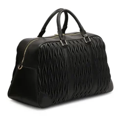 Schwarze weiche gesteppte Leder-Reisetasche