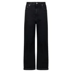 Schwarze Wide Leg Jeans mit Goldstern