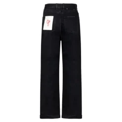 Schwarze Wide Leg Jeans mit Goldstern