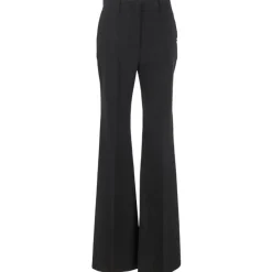 Schwarze Wollhose mit hoher Taille