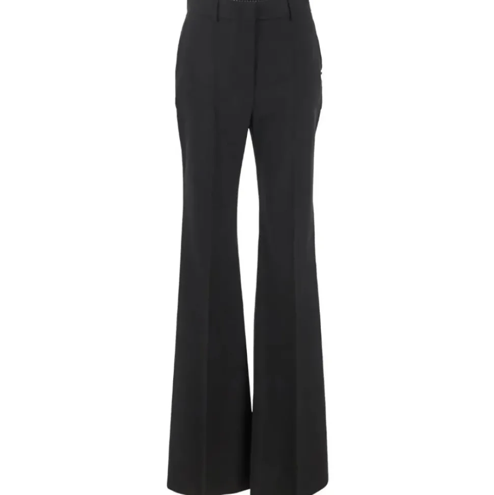 Schwarze Wollhose mit hoher Taille