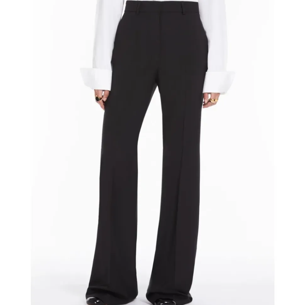 Schwarze Wollhose mit hoher Taille