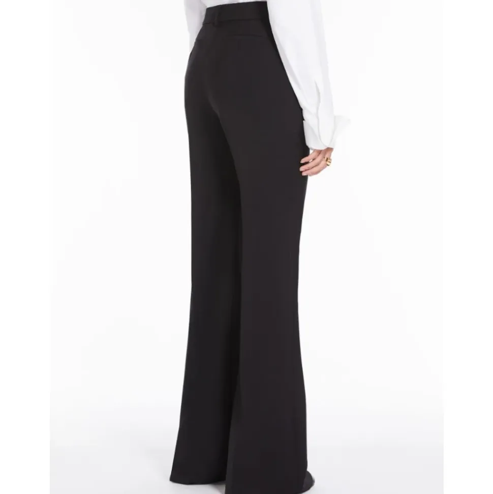 Schwarze Wollhose mit hoher Taille