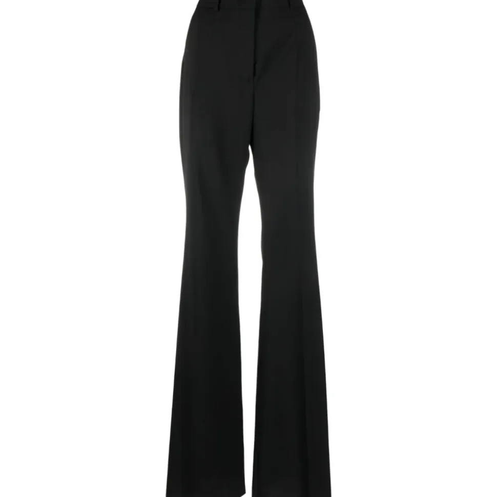 Schwarze Wollhose mit hoher Taille