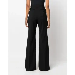 Schwarze Wollhose mit hoher Taille