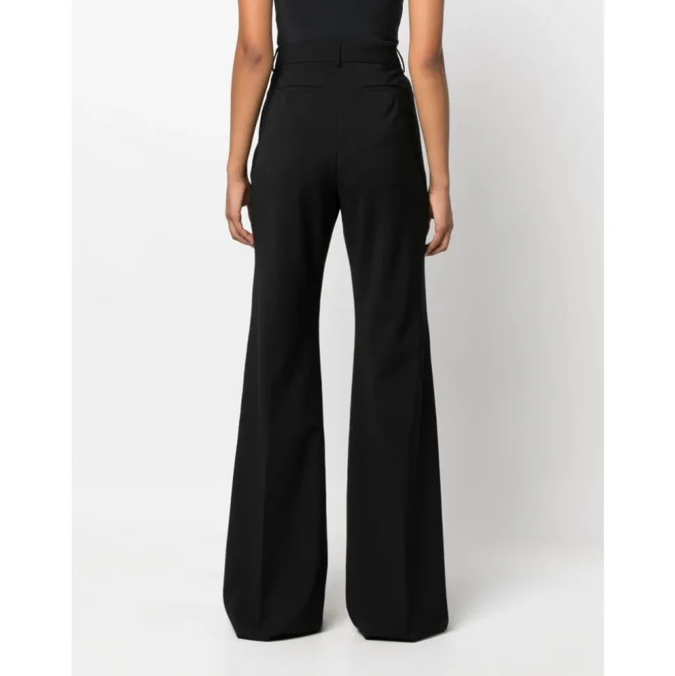Schwarze Wollhose mit hoher Taille