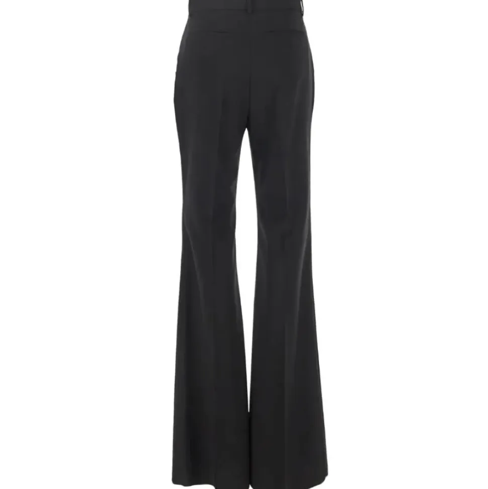 Schwarze Wollhose mit hoher Taille