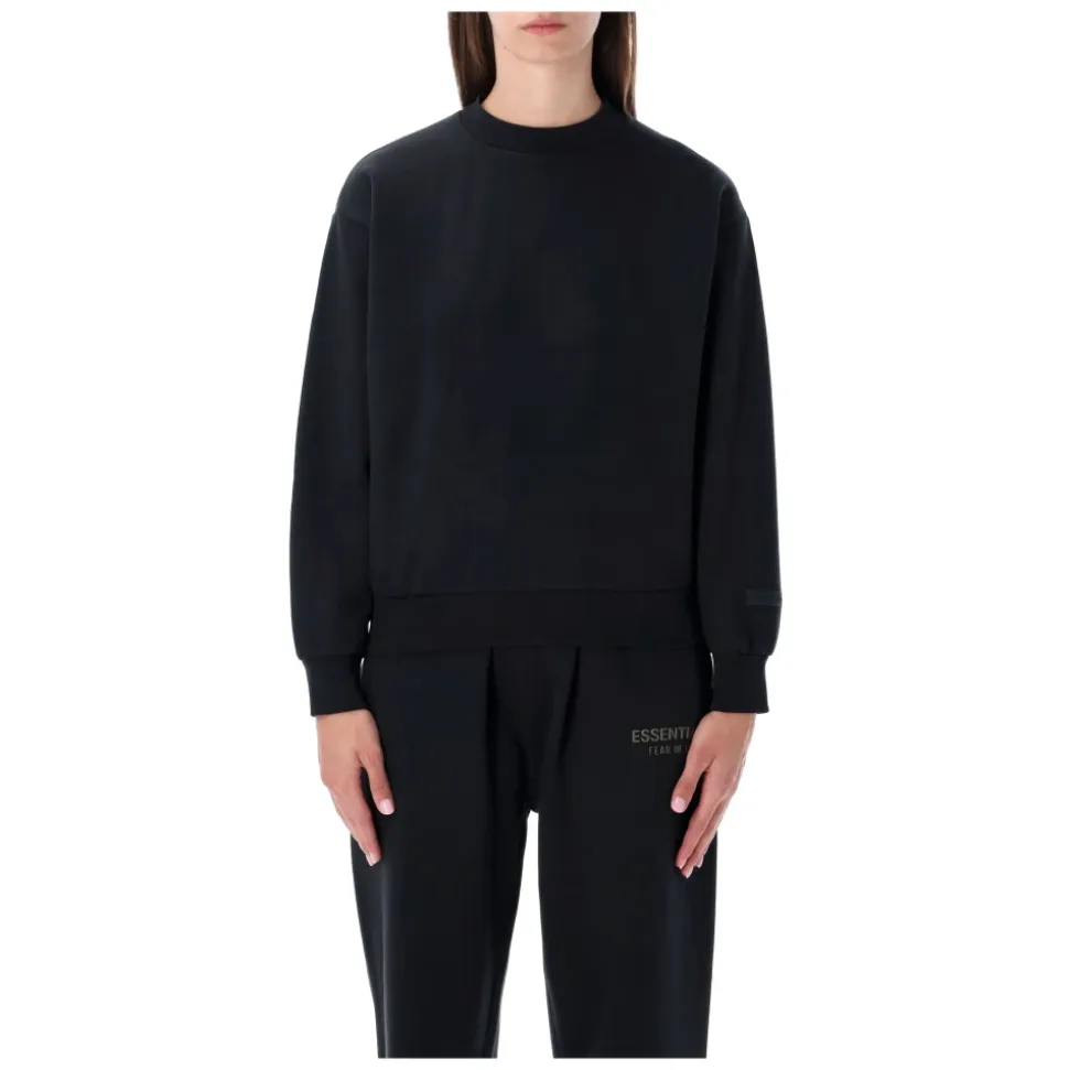 Schwarzer Crewneck-Sweatshirt mit Gummilogo