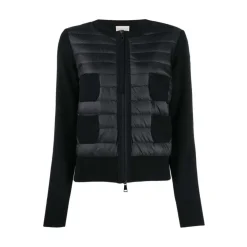 Schwarzer Gepolsterter Cardigan mit Logopatch