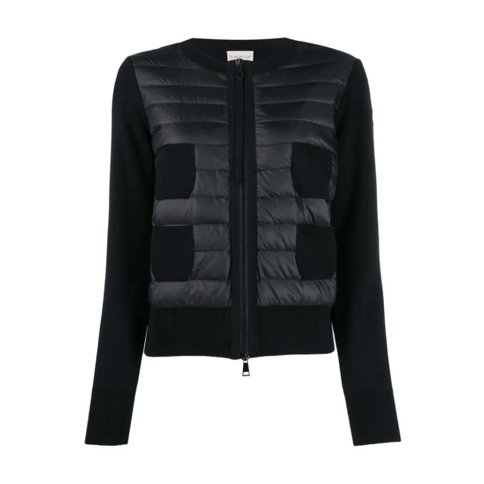 Schwarzer Gepolsterter Cardigan mit Logopatch