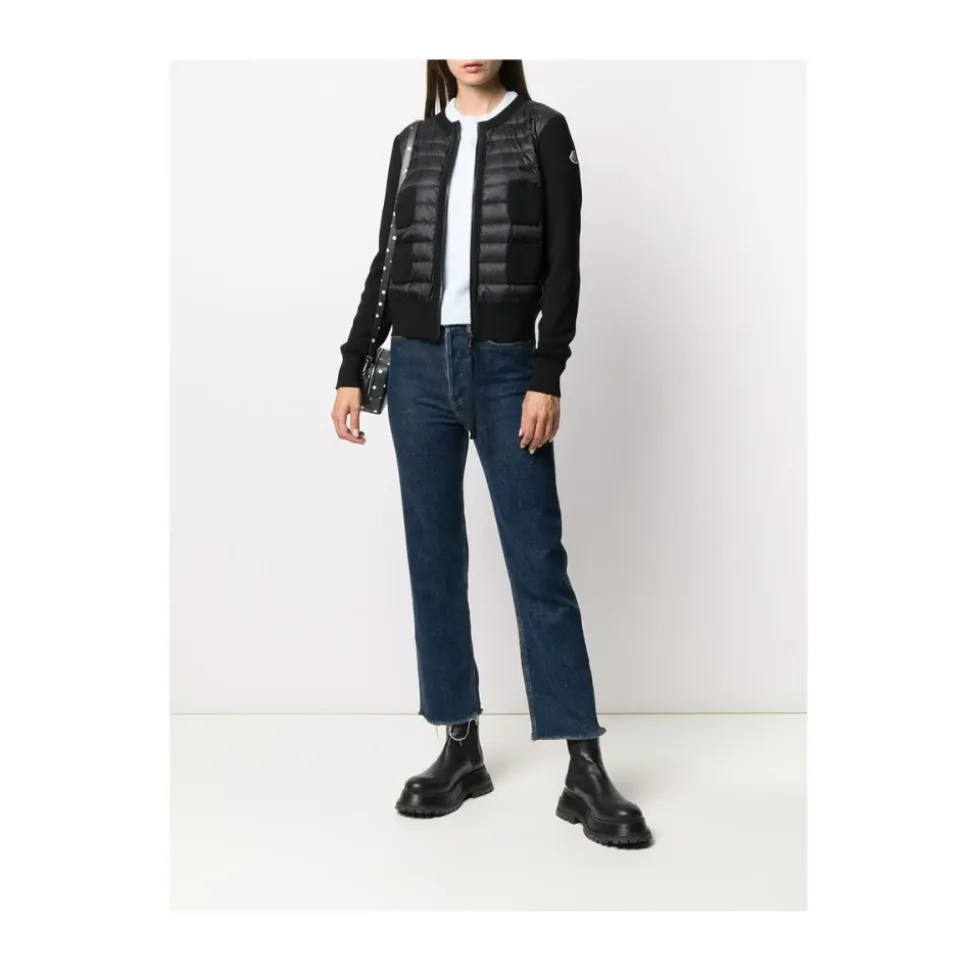 Schwarzer Gepolsterter Cardigan mit Logopatch