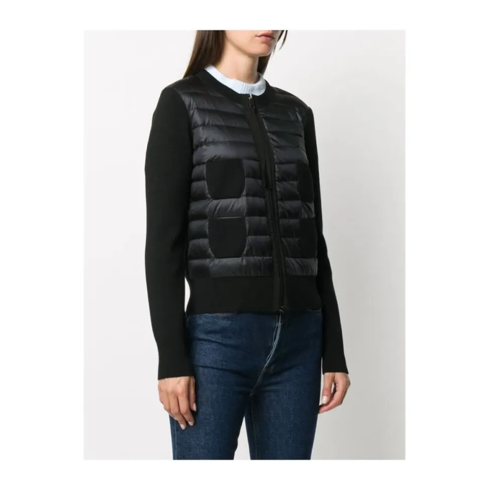 Schwarzer Gepolsterter Cardigan mit Logopatch