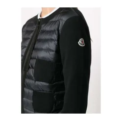 Schwarzer Gepolsterter Cardigan mit Logopatch