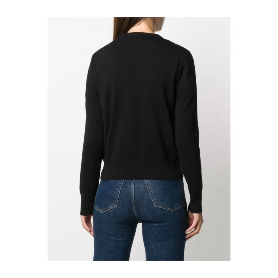 Schwarzer Gepolsterter Cardigan mit Logopatch