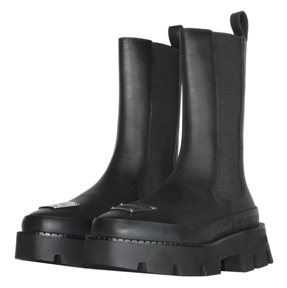Schwarzer Leder Chelsea Stiefel