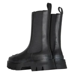 Schwarzer Leder Chelsea Stiefel
