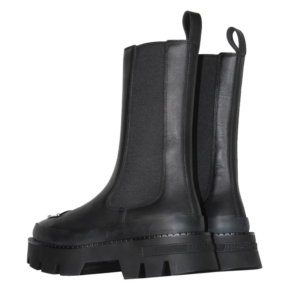 Schwarzer Leder Chelsea Stiefel