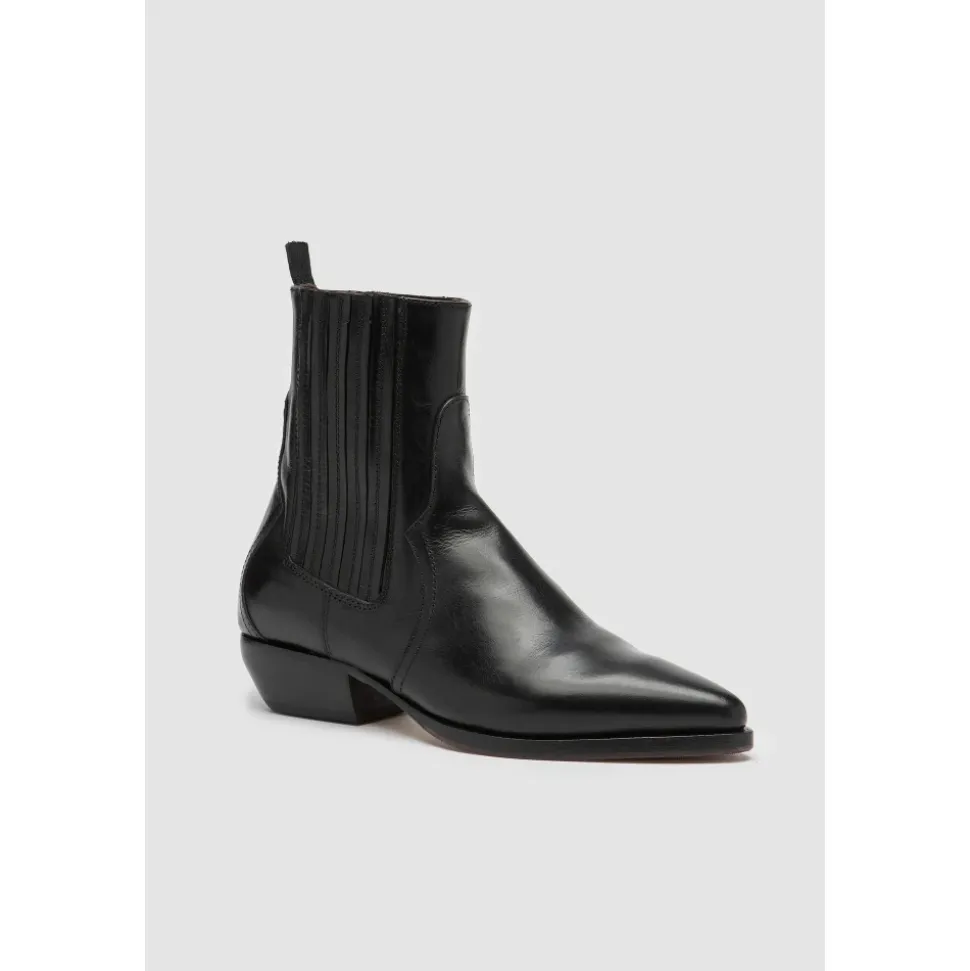 Schwarzer Lederstiefelette
