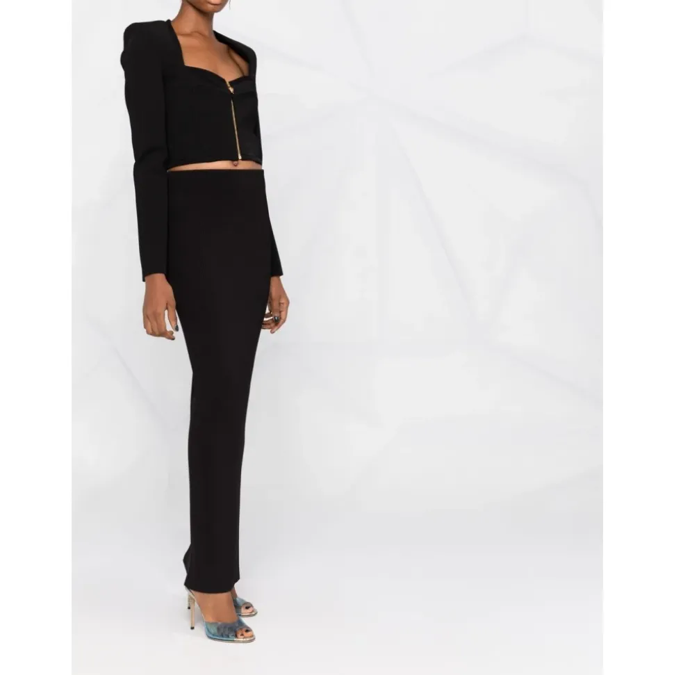 Schwarzer Maxi-Strickrock