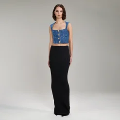 Schwarzer Maxi-Strickrock