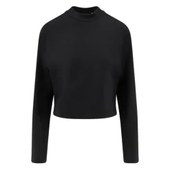 Schwarzer Pullover mit Asymmetrischem Saum