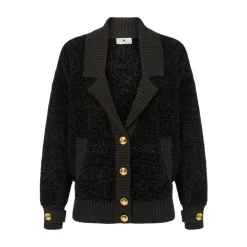 Schwarzer Pullover mit Gold Metallknöpfen