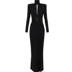 Schwarzes Abendkleid mit Drapierung