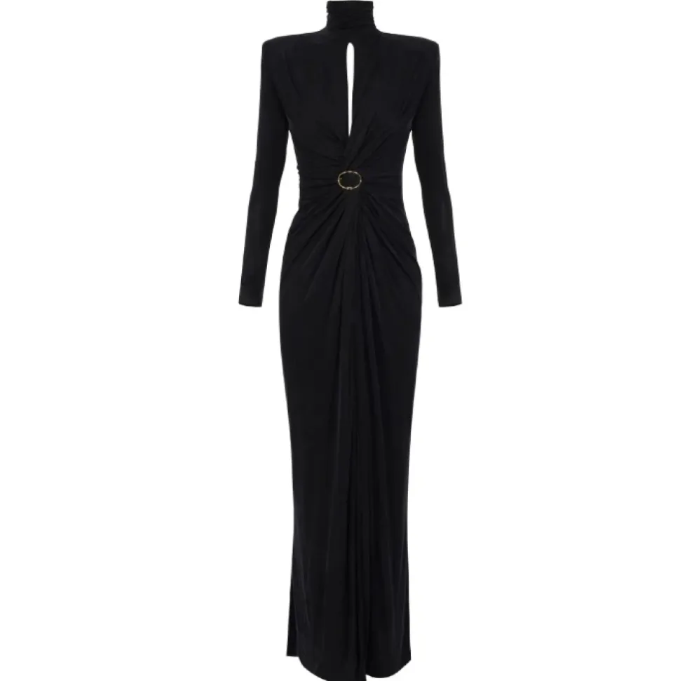 Schwarzes Abendkleid mit Drapierung