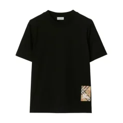 Schwarzes Jersey T-Shirt mit Rundhalsausschnitt