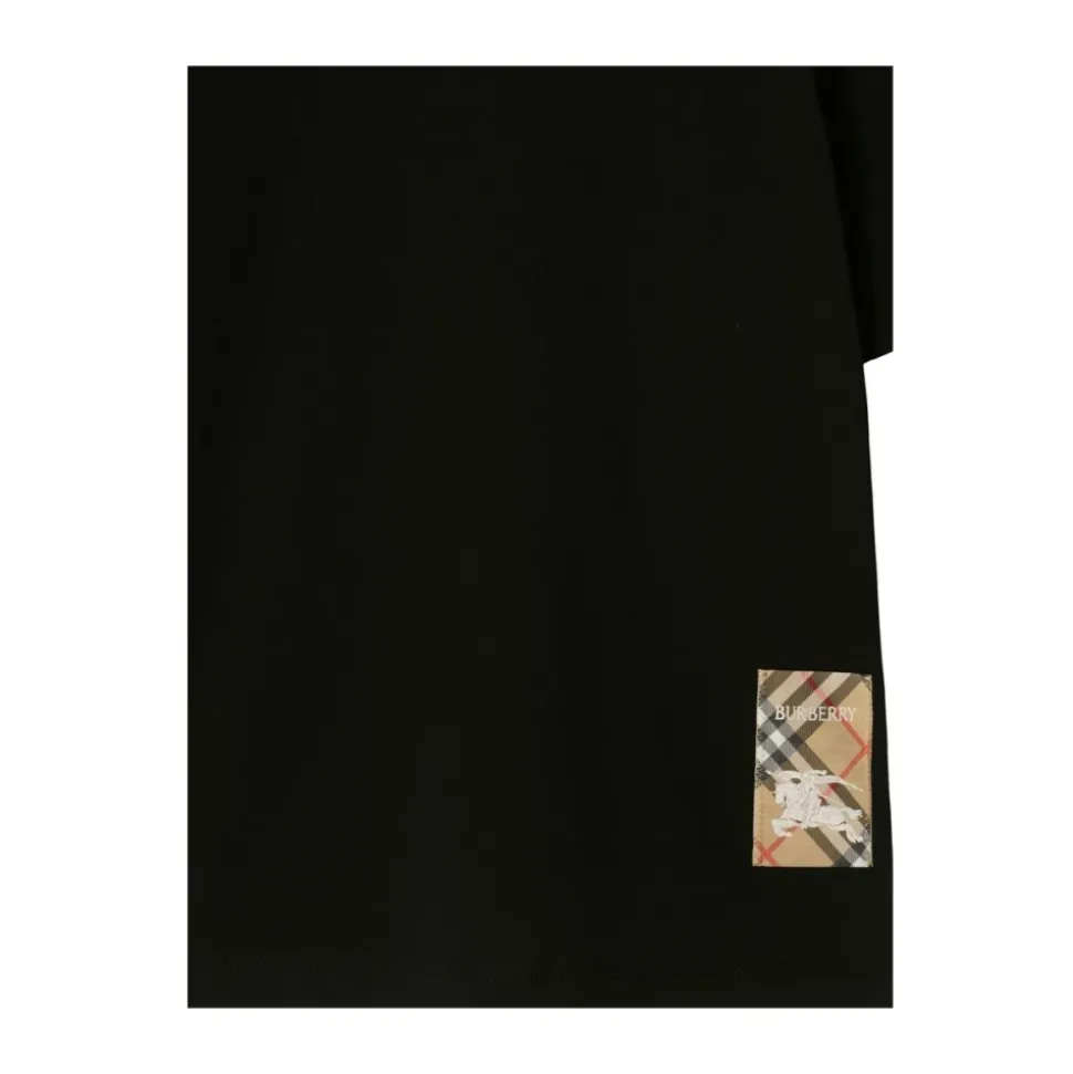 Schwarzes Jersey T-Shirt mit Rundhalsausschnitt