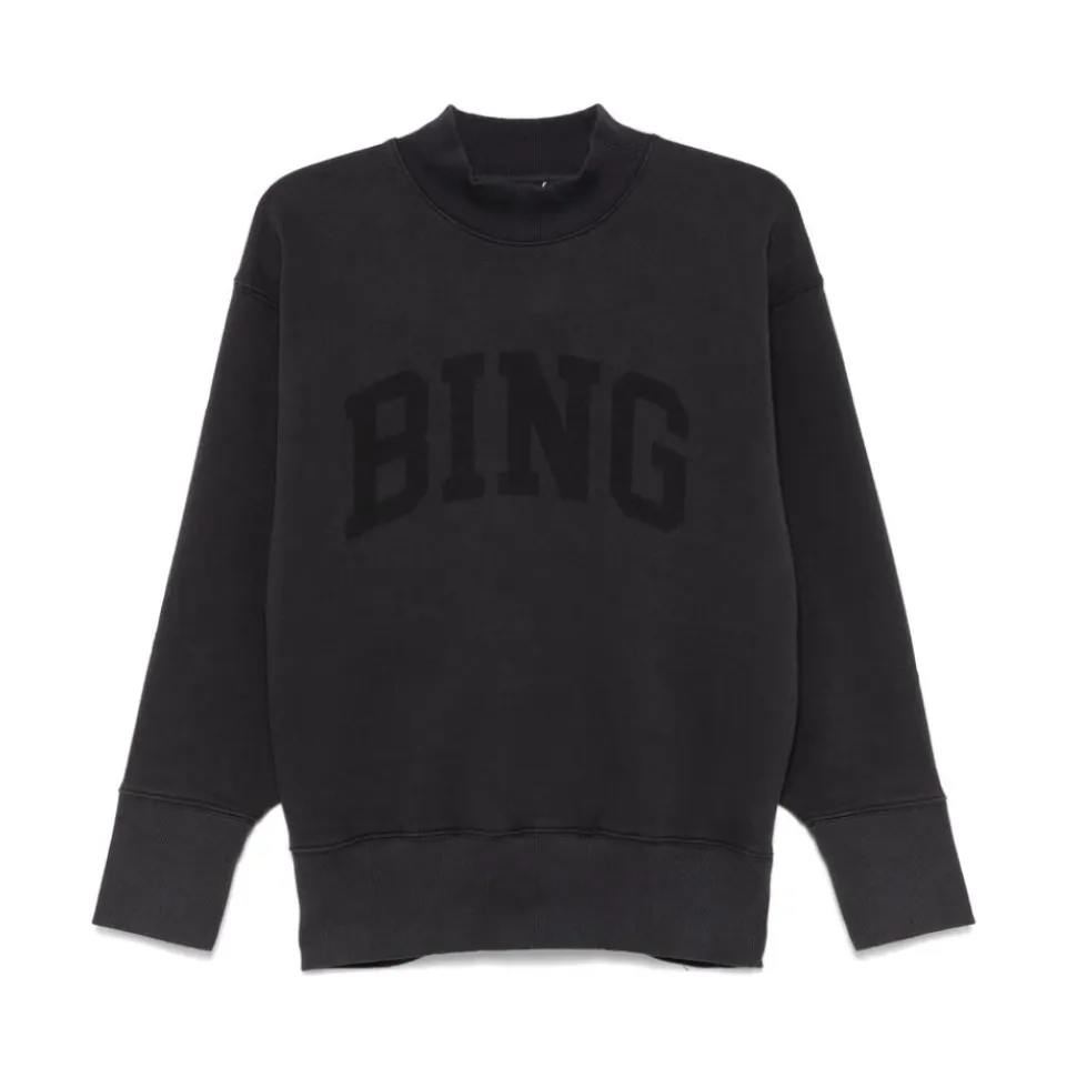 Schwarzes Jersey-Sweatshirt mit Logo-Print