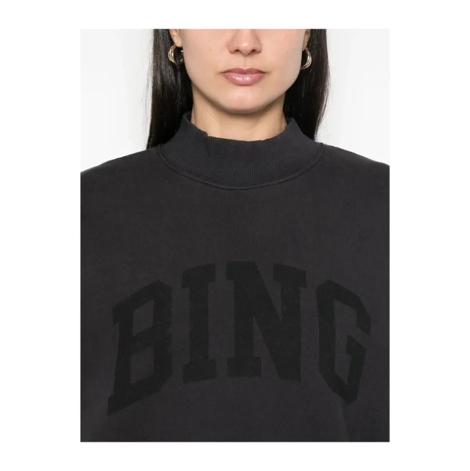 Schwarzes Jersey-Sweatshirt mit Logo-Print