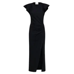 Schwarzes Nadela Kleid mit Frontschlitz